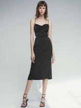 Cowl Neck Side Cutout Midi Strap Dress